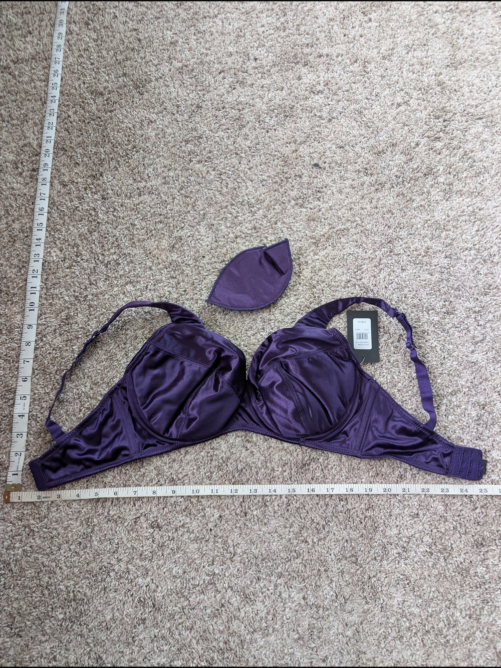 Frederick's of Hollywood Purple Satin Underwire Bra with Removable Pad